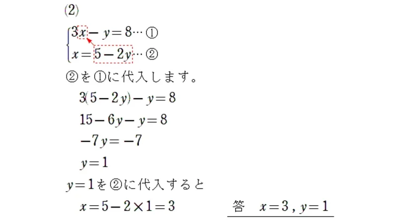 連立方程式の解き方(代入法)