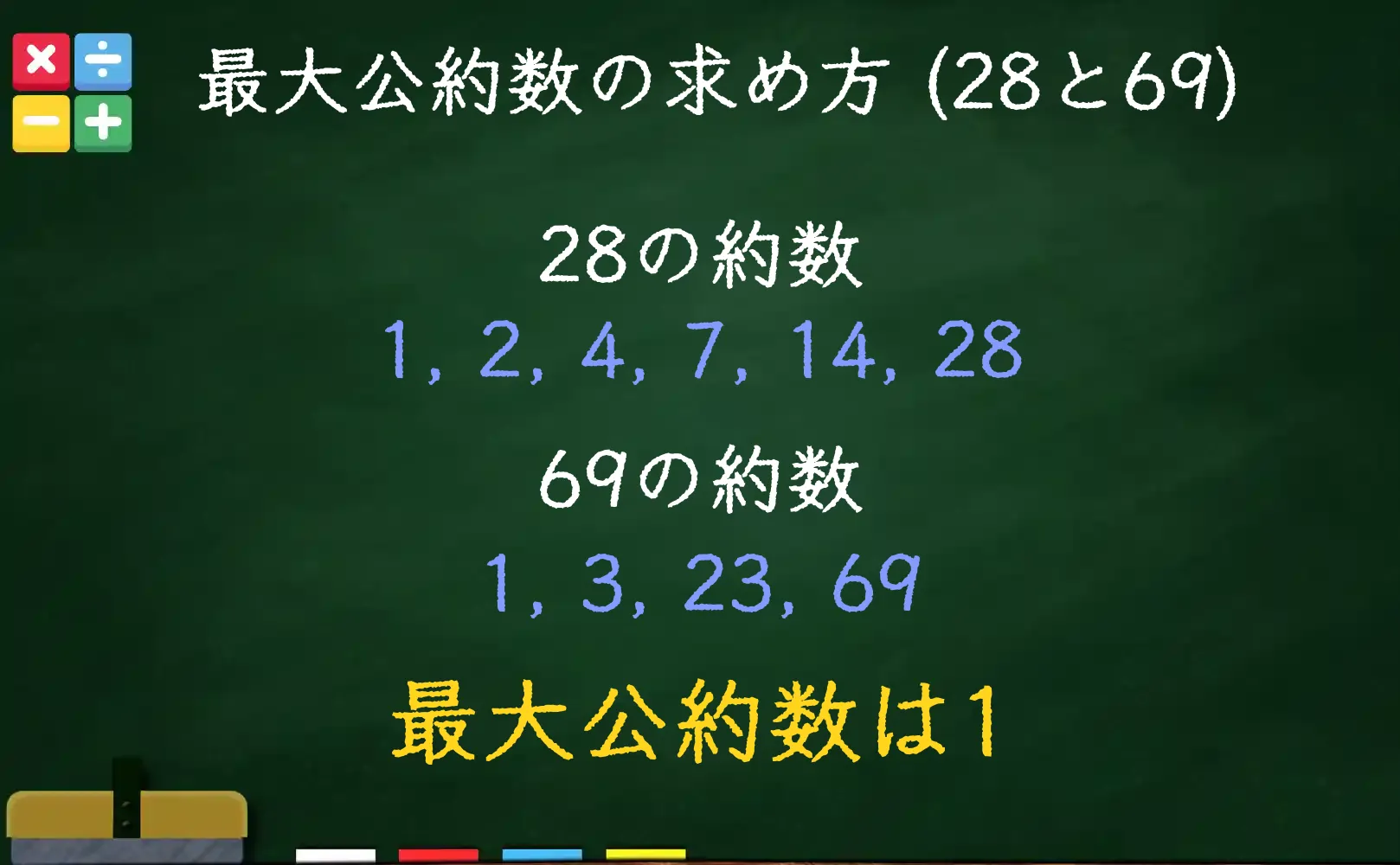 28と69の最大公約数である1の求め方