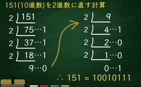151を2進数に変換