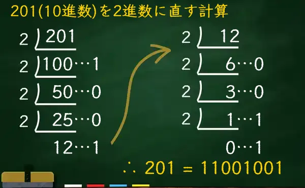 201を2進数に変換