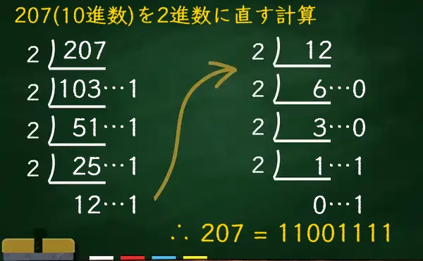 207を2進数に変換