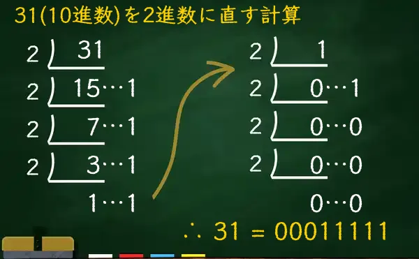 31を2進数に変換