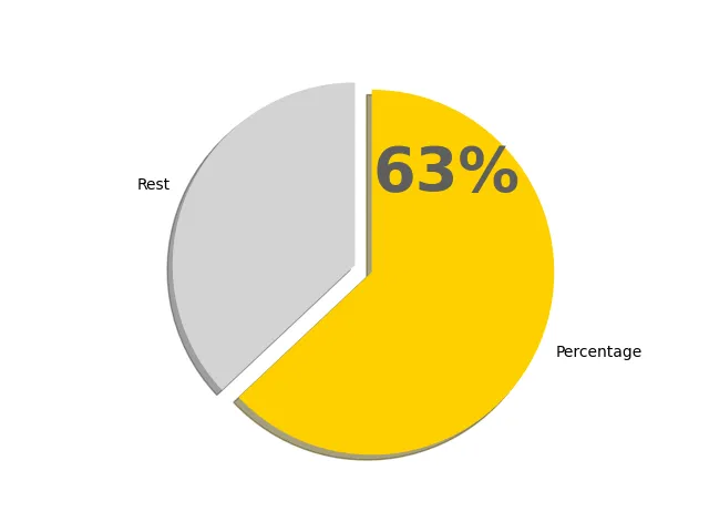 63パーセントの円グラフ
