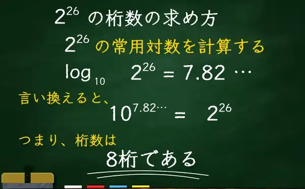 2の26乗の桁数