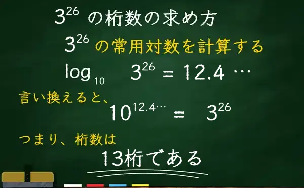 3の26乗の桁数