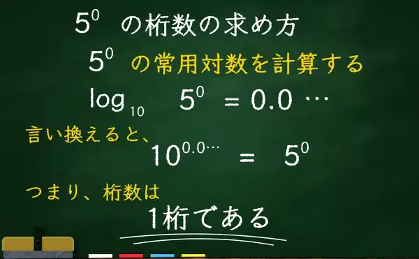 5の0乗の桁数