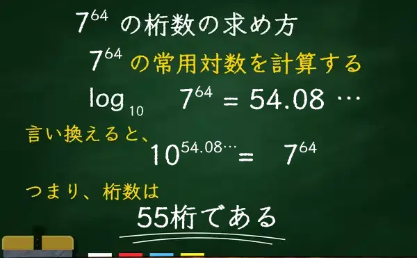 7の64乗の桁数